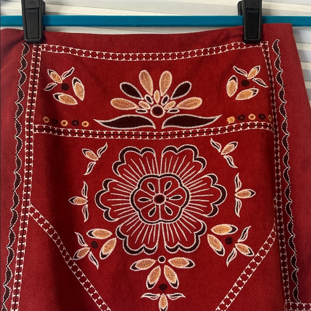 Miami Red Embroidered Mini Skirt - Picture 2 of 5